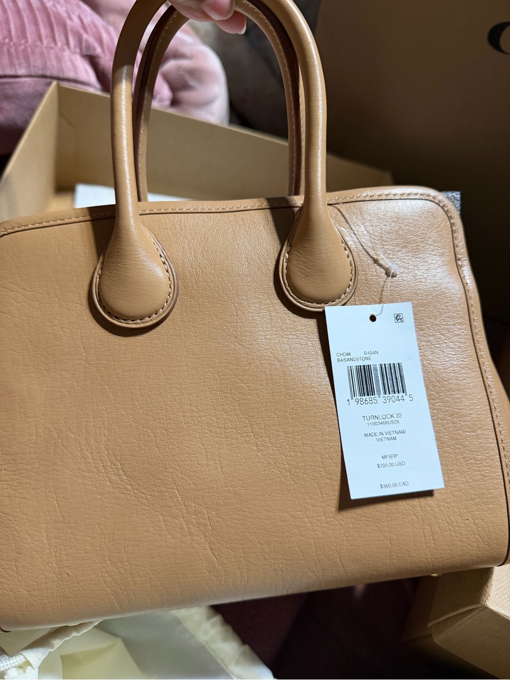 Coach Turnlock Pebbled Leather Satchel - Sandstone
